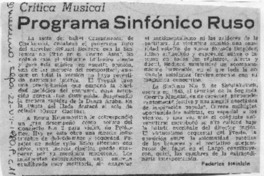 Programa Sinfónico Ruso Crítica Musical Programa Sinfónico Ruso Crítica Musical