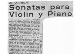 Sonatas para Violín Piano Crítica Musical Sonatas para Violín Piano Crítica Musical