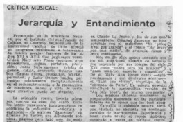 Jerarquía y Entendimiento Crítica Musical Jerarquía y Entendimiento Crítica Musical