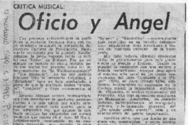 Oficio y Angel Crítica Musical Oficio y Angel Crítica Musical