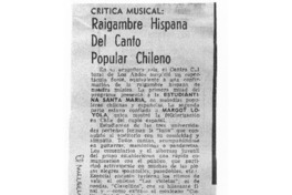 Raigambre Hispana del Canto Popular Chileno Crítica Musical Raigambre Hispana del Canto Popular Chileno Crítica Musical