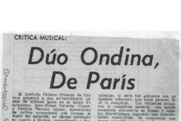 Dúo Ondina, de París Crítica Musical Dúo Ondina, de París Crítica Musical