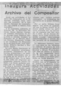 Inaugura Actividades Archivo del Compositor Inaugura Actividades Archivo del Compositor