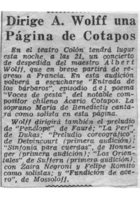 Dirige A. Wolff una página de Cotapos Dirige A. Wolff una página de Cotapos