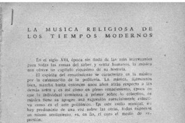 La música religiosa de los tiempos modernos La música religiosa de los tiempos modernos