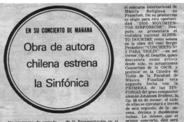 Obra de autora chilena estrena la Sinfónica Obra de autora chilena estrena la Sinfónica
