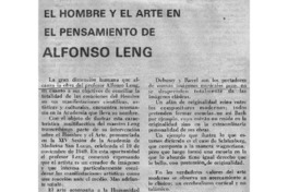 EL Hombre y el Arte en el Pensamiento de Alfonso Leng EL Hombre y el Arte en el Pensamiento de Alfonso Leng