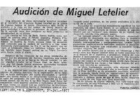 Audición de Miguel Letelier Audición de Miguel Letelier