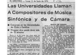 Las Universidades Llaman a compositores de Música Sinfónica y de Cámara Las Universidades Llaman a compositores de Música Sinfónica y de Cámara