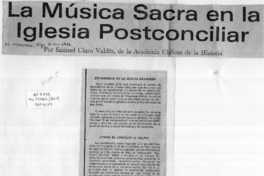 La música sacra en la iglesia postconciliar La música sacra en la iglesia postconciliar