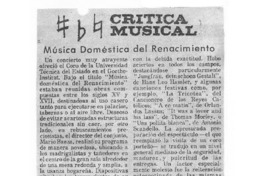 Música doméstica del renacimiento Crítica musical Música doméstica del renacimiento Crítica musical