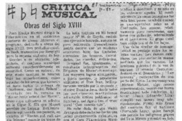 Obras del siglo XVIII Crítica musical Obras del siglo XVIII Crítica musical