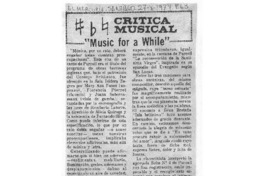 "Music for a While" Crítica musical "Music for a While" Crítica musical
