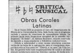 Obras Corales Latinas Crítica musical Obras Corales Latinas Crítica musical