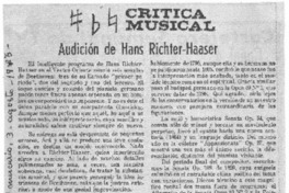 Audición de Hans Richter-Haaser Crítica Musical Audición de Hans Richter-Haaser Crítica Musical