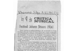 Festival Johan Strauss (hijo) Crítica Musical Festival Johan Strauss (hijo) Crítica Musical