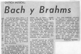 Crítica Musical Bach y Brahms Crítica Musical Bach y Brahms