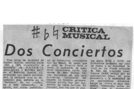 Dos Conciertos Crítica Musical Dos Conciertos Crítica Musical