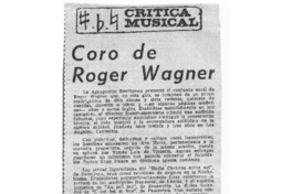 Coro de Roger Wagner Crítica Musical Coro de Roger Wagner Crítica Musical