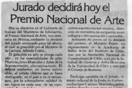 Jurado decidirá hoy el Premio Nacional de Arte Jurado decidirá hoy el Premio Nacional de Arte