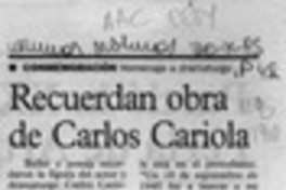 Recuerdan obra de Carlos Cariola Recuerdan obra de Carlos Cariola