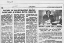 Rotary de San Fernando rindió homenaje a Regina Royo Cabrera Rotary de San Fernando rindió homenaje a Regina Royo Cabrera