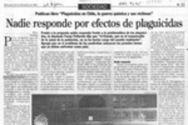 Nadie responde por efectos de plaguicidas Nadie responde por efectos de plaguicidas