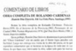 Obra completa de Rolando Cárdenas  [artículo] Cecilia Palma Jara.
