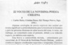 22 voces de la novísima poesía chilena 22 voces de la novísima poesía chilena