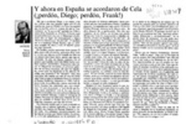 Y ahora en España se acordaron de Cela (perdón, Diego; perdón Frank!)  [artículo] Víctor Manuel Muñoz.