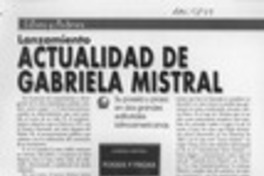 Actualidad de Gabriela Mistral  [artículo] Floridor Pérez.