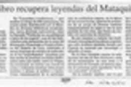 Libro recupera leyendas del Mataquito Libro recupera leyendas del Mataquito