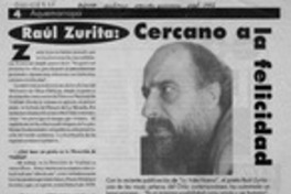 Raúl Zurita, cercano a la felicidad Raúl Zurita, cercano a la felicidad