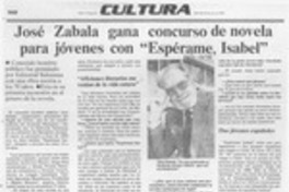 José Zabala gana concurso de novela para jóvenes con "Espérame, Isabel" José Zabala gana concurso de novela para jóvenes con "Espérame, Isabel"