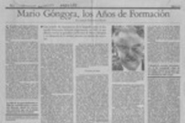 Mario Góngora, los años de formación Mario Góngora, los años de formación