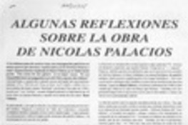 Algunas reflexiones sobre la obra de Nicolás Palcacios  [artículo].