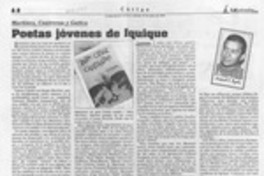 Poetas jóvenes de Iquique  [artículo] Juvenal J. Ayala.
