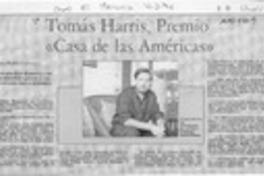 Toms Harris, Premio "Casa de las Américas"  [artículo] Pedro Pablo Guerrero.