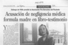Acusación de negligencia médica formula madre en libro-testimonio Acusación de negligencia médica formula madre en libro-testimonio