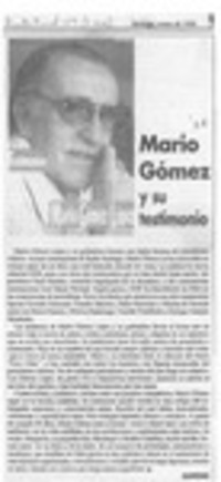 Mario Gómez y su testimonio  [artículo] Quirino.