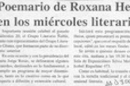 Poemario de Roxana Heise en los miércoles literarios  [artículo].