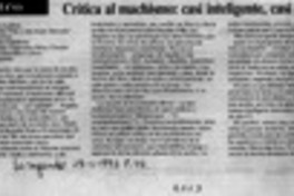 Crítica al machismo, casi inteligente, casi aburrida  [artículo] Pedro Labra.