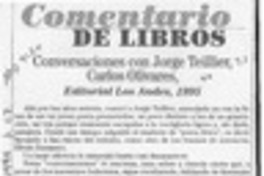 Conversaciones con Jorge Teillier, Carlos Olivarez  [artículo] H. R. Cortés.