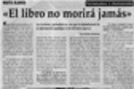 "El libro no morirá jamás" "El libro no morirá jamás"