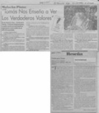 "Tomás nos enseña a ver los verdaderos valores"  [artículo].