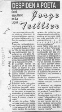 Despiden a poeta Jorge Teillier  [artículo].
