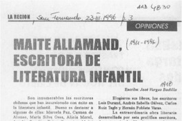 Maité Allamand, escritora de literatura infantil  [artículo] José Vargas Badilla.