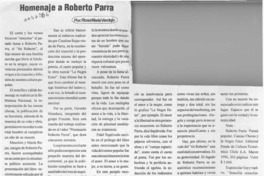 Homenaje a Roberto Parra  [artículo] Rosa María Verdejo.