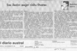 Una ilustre mujer visita Osorno  [artículo] Ricardo Becerra Inostroza.