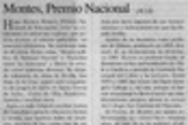 Montes, Premio Nacional  [artículo] Personne.